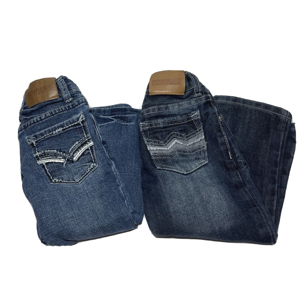 Lot of 2 Flypaper Jeans Boys 2T Straight Adjustable Waist Stonewash EUC